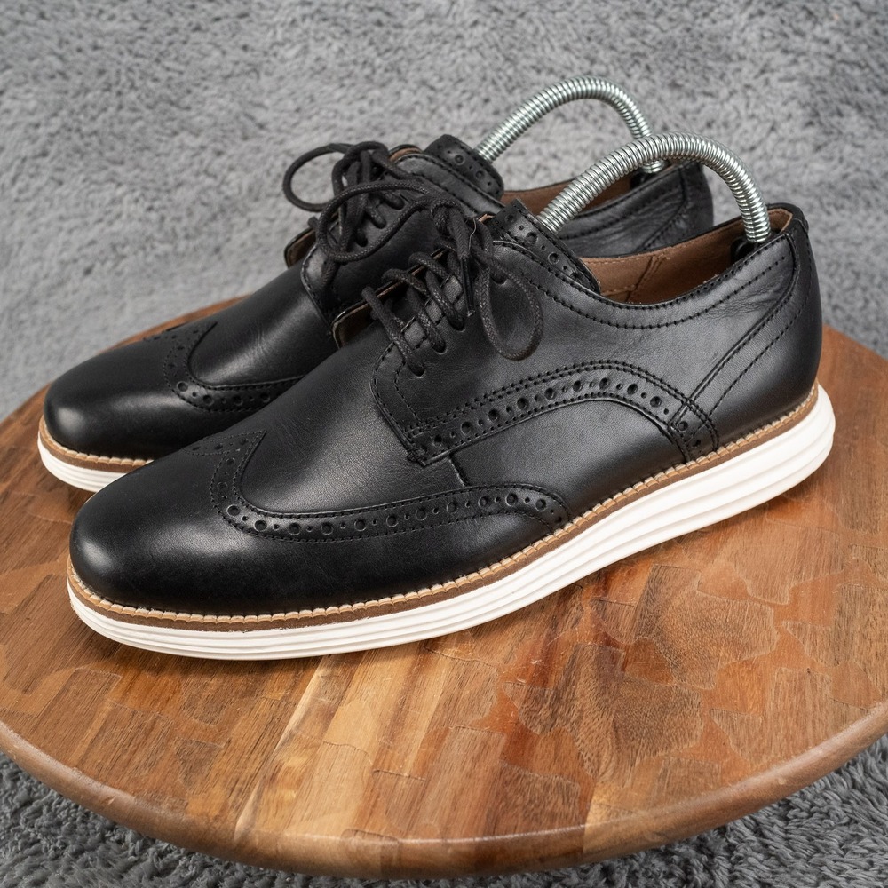 Cole Haan Men's OriginalGrand Wingtip Oxford Shoes Size 7.5 Black Leather - Picture 3 of 9